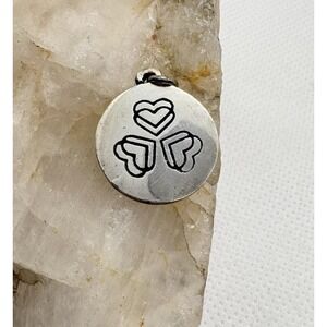 Vintage Sterling Silver Triple Heart Symbol Pendant Modern Artisan Design 6g